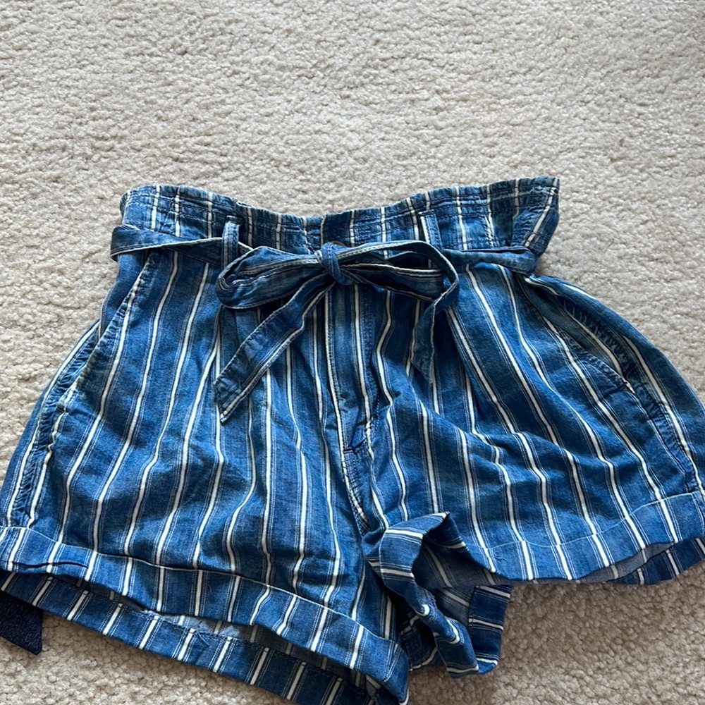 Striped high waisted shorts